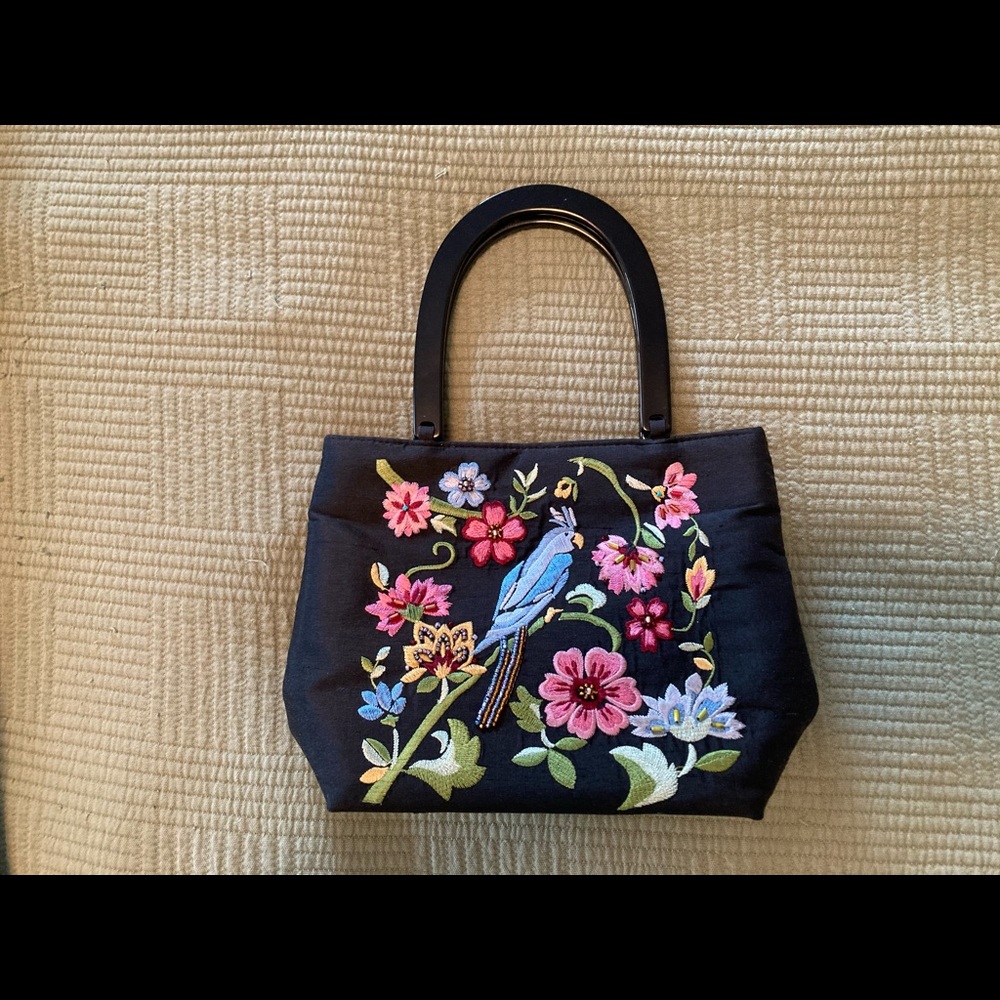 Talbots Vintage embroidered silk handbag